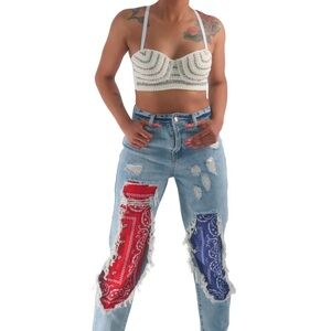 Two tone bandana boyfriend jeans size 25